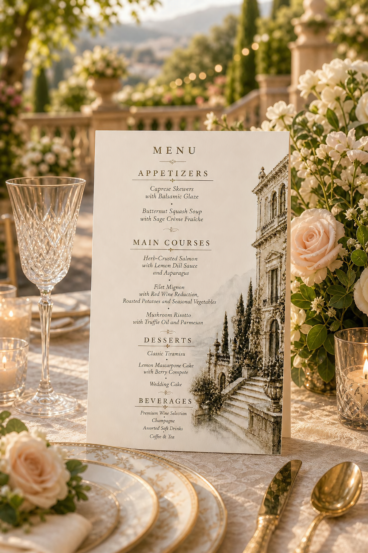Villa Bellavista Menu and Table Numbers
