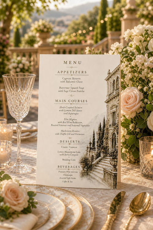 Villa Bellavista Menu and Table Numbers